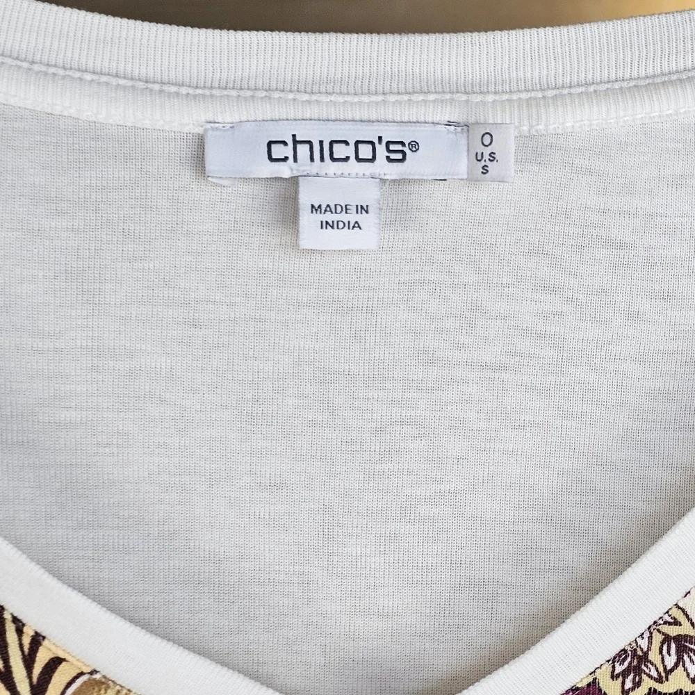 CHICO'S Floral Pima Cotton 3/4 Sleeve Soft, Lightweight Pullover Top Size S - Picture 3 of 11